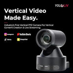 YOLOLIV VertiCam 1080P Vertical Live Streaming PTZ Camera with 12x Optical Zoom, Remote Control, Auto Focus, Portrait Output